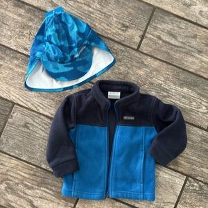 Columbia fleece zip up jacket Omni-shade hat lot set bundle 💙